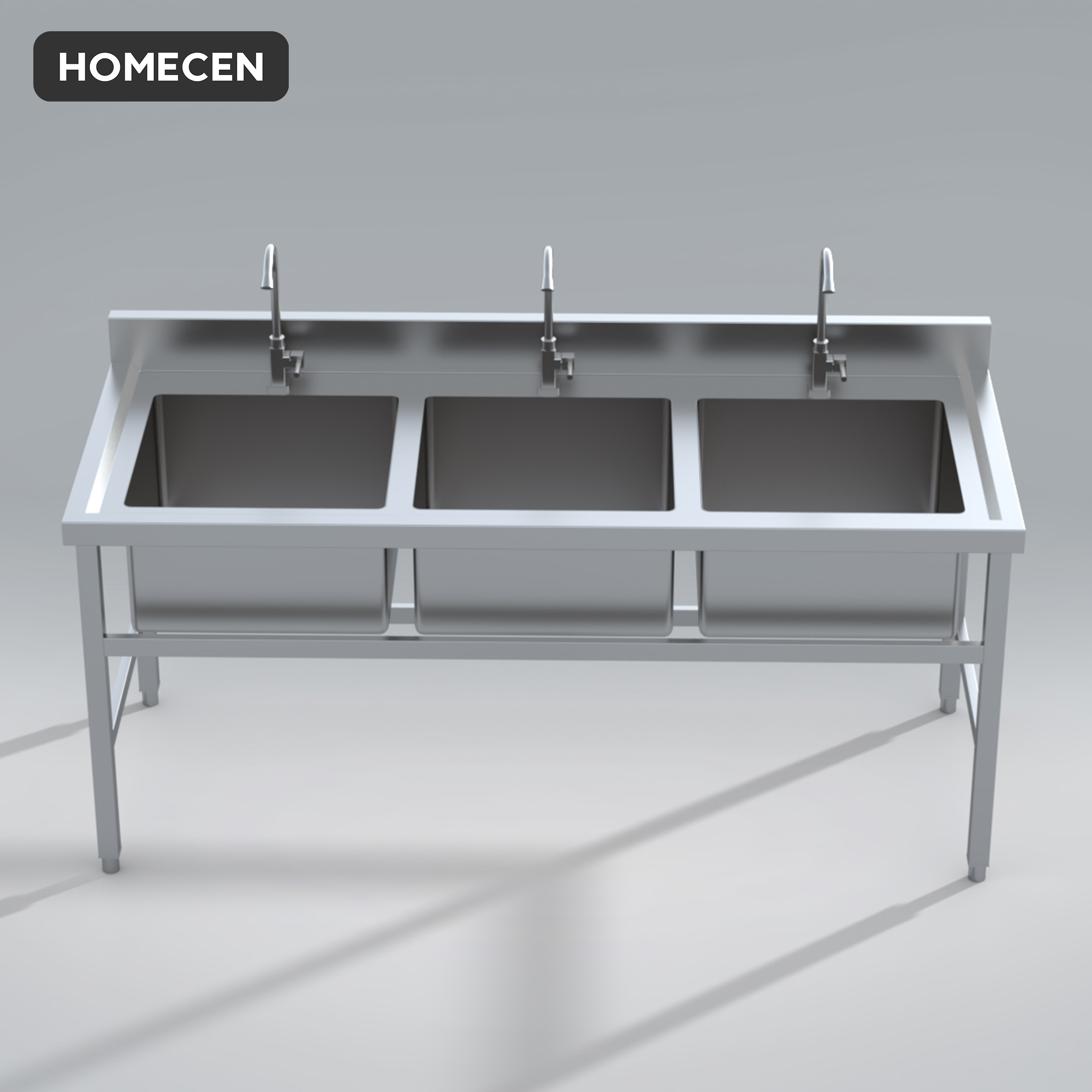 Bàn Chậu 3 Hố Inox Homecen – 1800x750x800/900mm 1 Bàn chậu 3