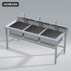 Alternative view of Bàn Chậu 3 Hố Inox Homecen – 1800x750x800/900mm
