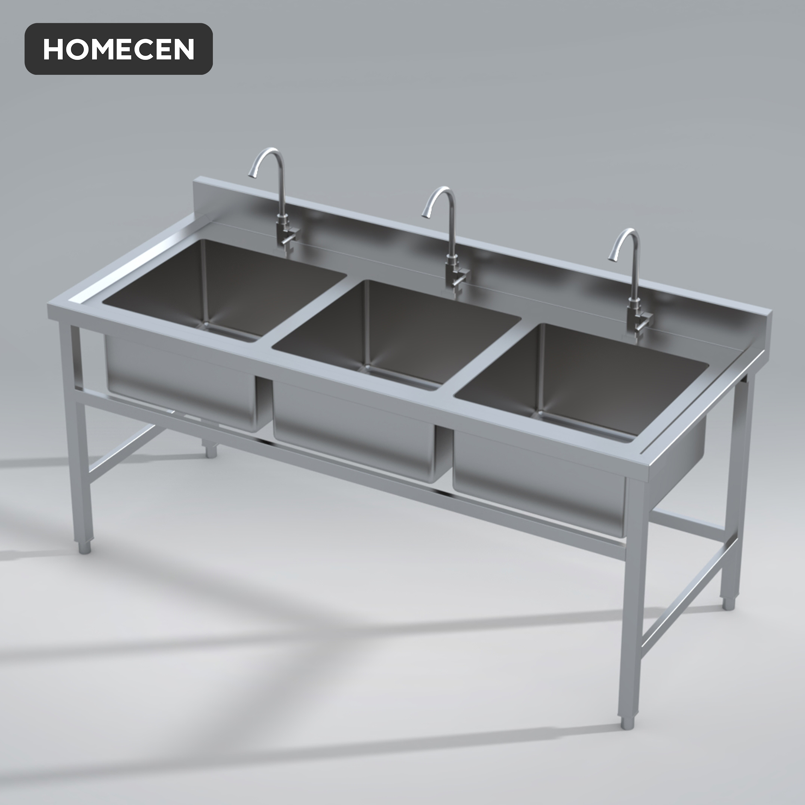 Bàn Chậu 3 Hố Inox Homecen – 1800x750x800/900mm 2 Bàn Chậu 3 Hố Inox Homecen – 1800x750x800/900mm - Ảnh 2