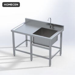 Alternative view of Bàn Chậu Đơn Có Bàn Sơ Chế Inox Homecen – 1200x750x800mm