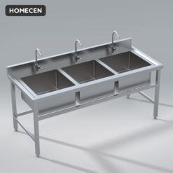 Bàn Chậu 3 Hố Inox Homecen – 1800x750x800/900mm 5 Bàn Chậu 3 Hố Inox Homecen – 1800x750x800/900mm - Ảnh 3