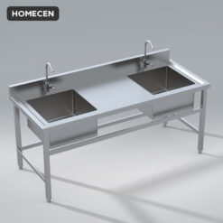 Bàn Chậu Đôi Có Bàn Sơ Chế Cân Giữa Inox Homecen – 1800mm - Ảnh 3