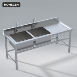 Bàn Chậu Đôi Có Bàn Sơ Chế Inox Homecen – 1800x750mm - Ảnh 3
